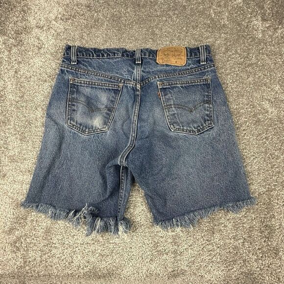 Vintage 90s Levis Cut Off Jorts Mens 31x7 Regular Orange Tab Shorts Denim Blue - Picture 1 of 9